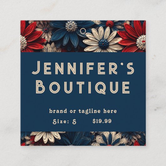 Kleding Labels Klein Bedrijf Rood Wit Blauw Bloeme (Voorkant)