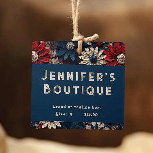 Kleding Labels Klein Bedrijf Rood Wit Blauw Bloeme