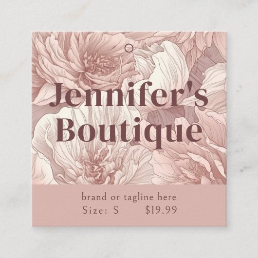 Kleding Labels Klein Bedrijf Stoffig Roze Bloemen (Voorkant)