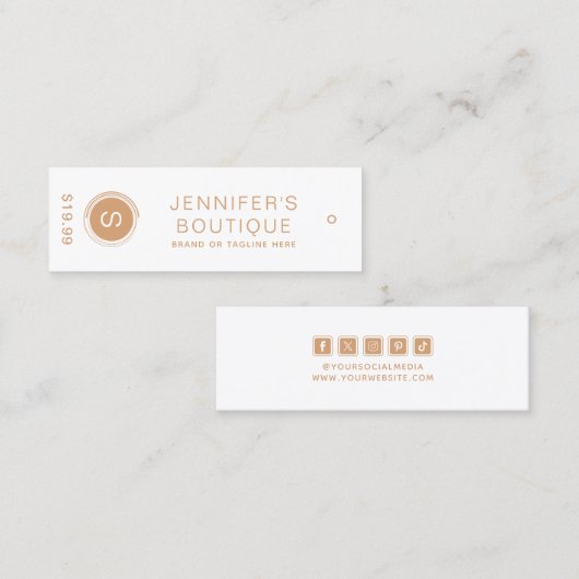 Kleding Labels Klein Bedrijf Tan Prijs Labels (Voorkant / Achterkant)