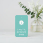 Kleding Labels Kleine Bedrijf Turquoise Wit (Staand voorkant)