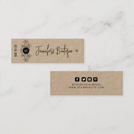 Kleding Labels Kleine Bedrijfs Kraft Prijs Labels (Voorkant / Achterkant)