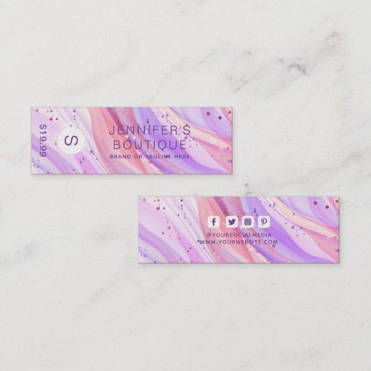 Kleding Labels Kleine Bedrijfs Paarse Glitter Prij (Voorkant / Achterkant)