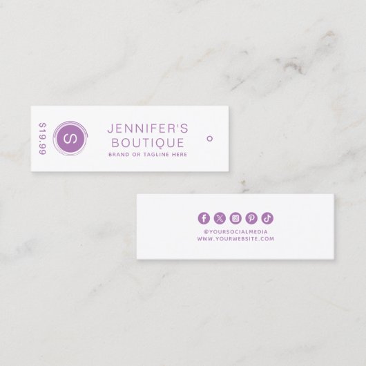 Kleding Labels Kleine Bedrijfs Paarse Labels van d (Voorkant / Achterkant)