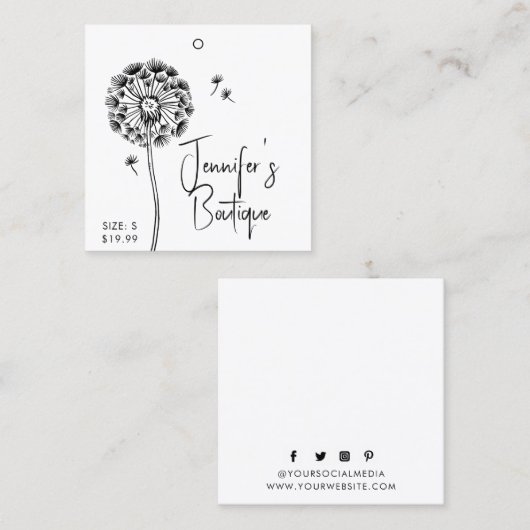 Kleding Labels Kleine Bedrijven Floral Black White (Voorkant / Achterkant)