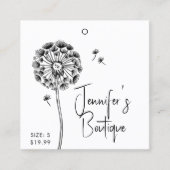 Kleding Labels Kleine Bedrijven Floral Black White (Voorkant)