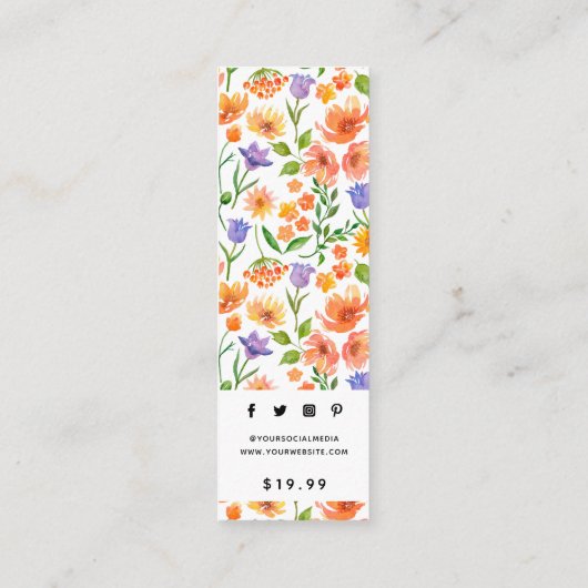 Kleding Labels Kleine Bedrijven Floral Prijs Label (Achterkant)