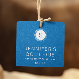 Kleding Labels Kleine Onderneming Blauwe Glitter