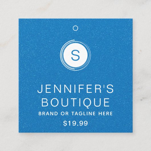 Kleding Labels Kleine Onderneming Blauwe Glitter (Voorkant)