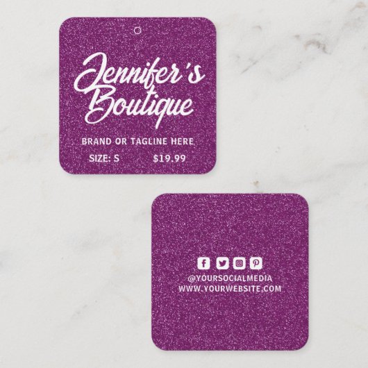 Kleding Labels Kleine Onderneming Paars Witte Glit (Voorkant / Achterkant)