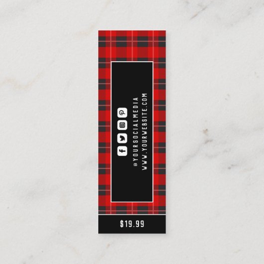 Kleding Labels Kleine Onderneming Rood Tartan Prij (Achterkant)