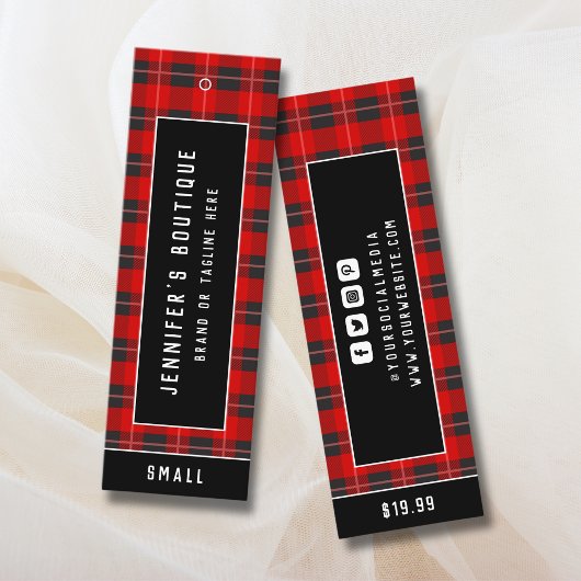 Kleding Labels Kleine Onderneming Rood Tartan Prij