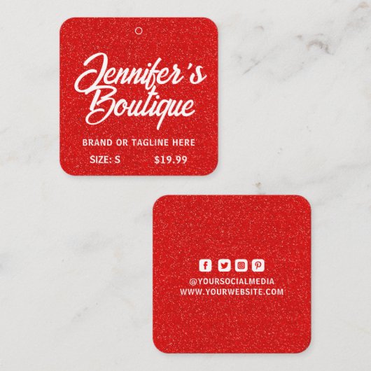 Kleding Labels Kleine Onderneming Rood Witte Glitt (Voorkant / Achterkant)