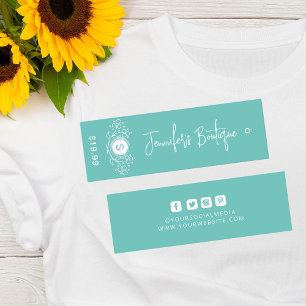 Kleding Labels Kleine Onderneming Turquoise Hang L