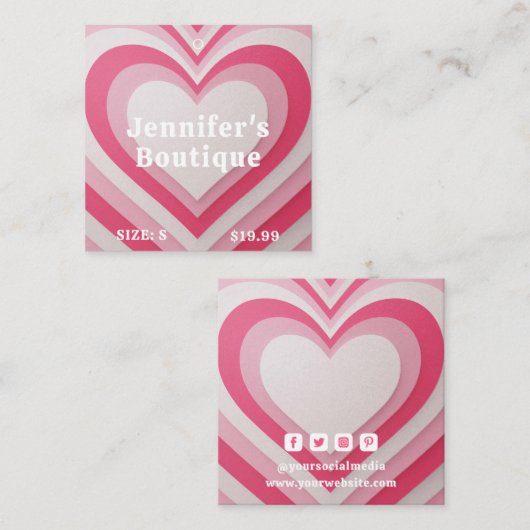 Kleding Labels Kleine Roze Retrochart (Voorkant / Achterkant)