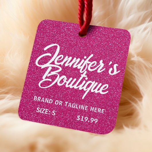 Kleding Labels Kleine Roze Witte Glitter