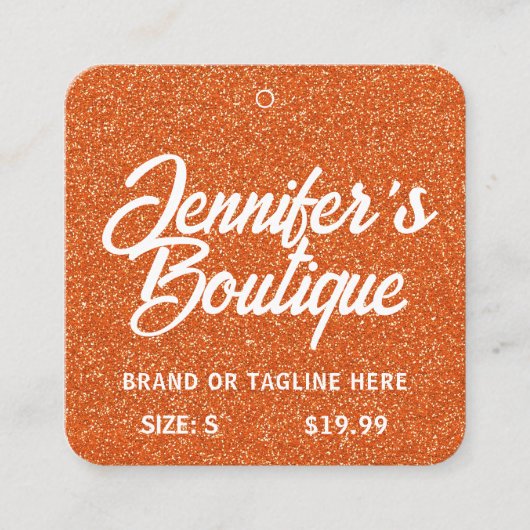 Kleding Labels Kleine Sinaasappels Witte Glitter (Voorkant)