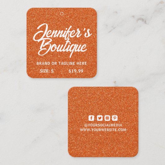 Kleding Labels Kleine Sinaasappels Witte Glitter (Voorkant / Achterkant)