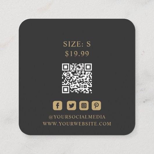 Kleding Labels Small Business Grijs Goud Bloemen (Achterkant)