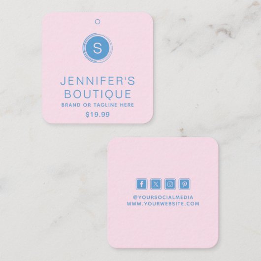 Kleding Labels Small Business Roze Blauw (Voorkant / Achterkant)