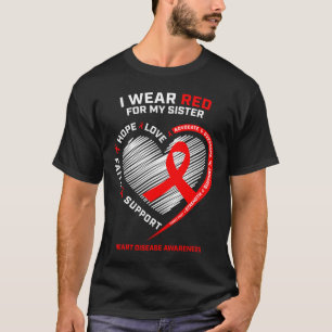 Kleding Mannen Vrouwen Zus Rode Hart Ziekte Awaren T-shirt