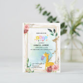 Kleding met giraffe, Boho Floral Baby shower Briefkaart (Staand voorkant)