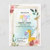 Kleding met giraffe, Boho Floral Baby shower Briefkaart (Voorkant)