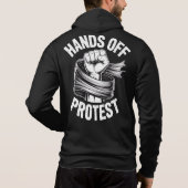 Kleding met Hands Off Protest Statement Hoodie (Achterkant)