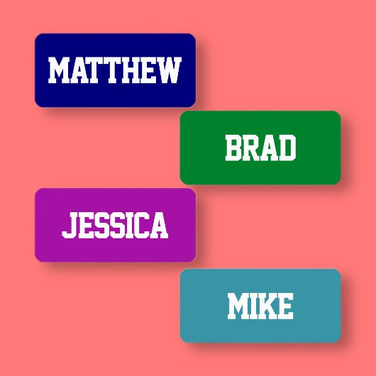 Kleding Namen Wit op meerdere kleuren Labels