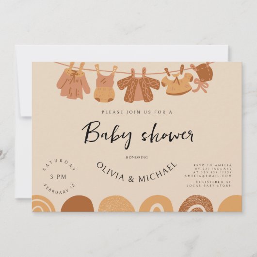  kleding Neutraal Baby shower Foto Kaart (Voorkant)