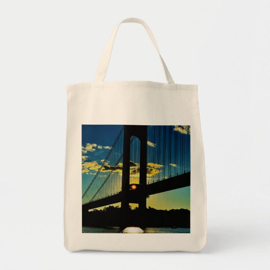 Kleding: NY Elevation Verrazzano Bridge Zonsonderg Tote Bag (Voorkant)