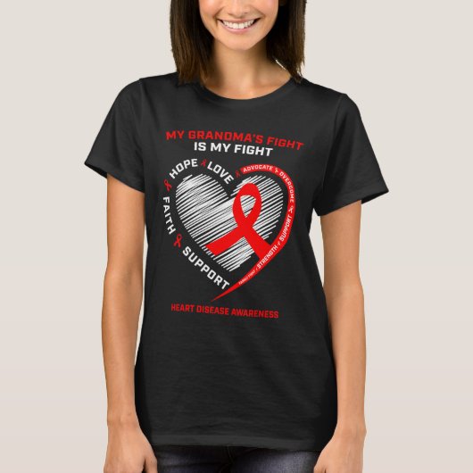 Kleding Ondersteuning Oma Red Heart Disease Awaren T-shirt (Voorkant)