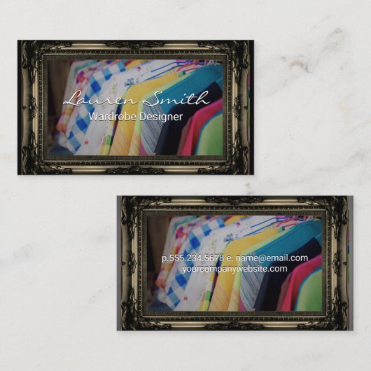 Kleding ophangen | Fancy Lijst Sepia Visitekaartje (Voorkant / Achterkant)