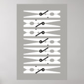 Kleding Pins Black White en Grey Laundry Room Art Poster (Voorkant)
