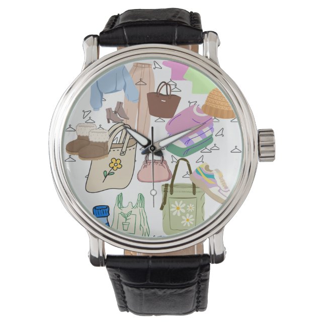 Kleding, schoenen en tassen patroon horloge (Voorkant)