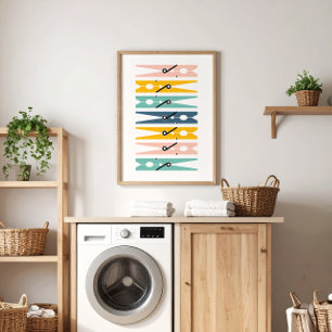 Kleding speelt in heldere kleurwasruimte Kunst Poster