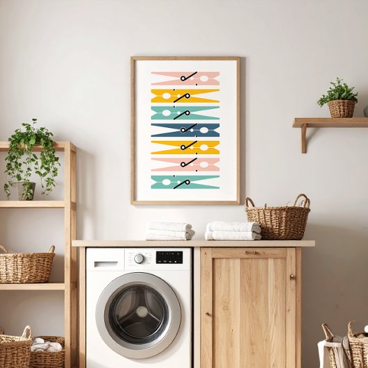 Kleding speelt in heldere kleurwasruimte Kunst Poster
