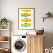 Kleding spelden Retro Kleurwaskamer Kunst Poster