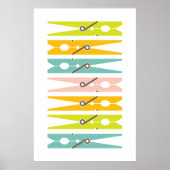 Kleding spelden Retro Kleurwaskamer Kunst Poster (Voorkant)