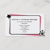 Kleding Store Boutique - Zebra & Roze dress Form Visitekaartje (Achterkant)