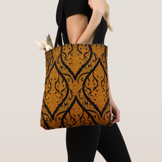 Kleding Thai patroonsnijdend afbeelding van lotus  Tote Bag (Dichtbij)