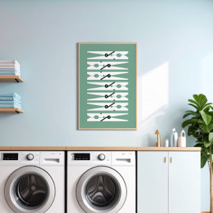Kleding toont zwart-wit groen washuis Kunst Poster
