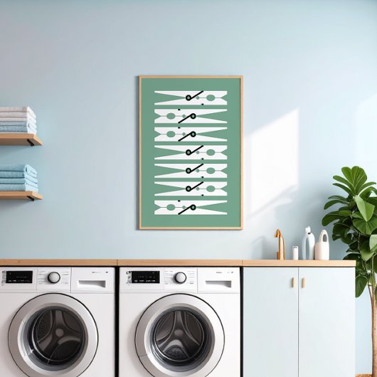 Kleding toont zwart-wit groen washuis Kunst Poster