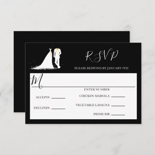Kleding & Tux - RSVP/Dinner Choices Kaart (Voorkant / Achterkant)