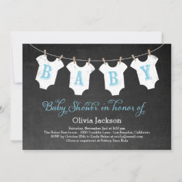Kleding Uitnodiging Baby shower Garland - blauw