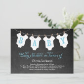 Kleding Uitnodiging Baby shower Garland - blauw (Staand voorkant)