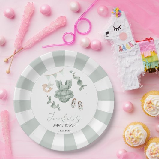 Kleding van Eucalyptus baby shower papier bord (Feest)