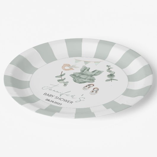 Kleding van Eucalyptus baby shower papier bord (Gekanteld)