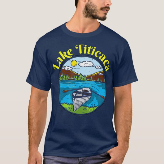 Kleding van het meer van Titicaca Peru Retro Boati T-shirt (Voorkant)