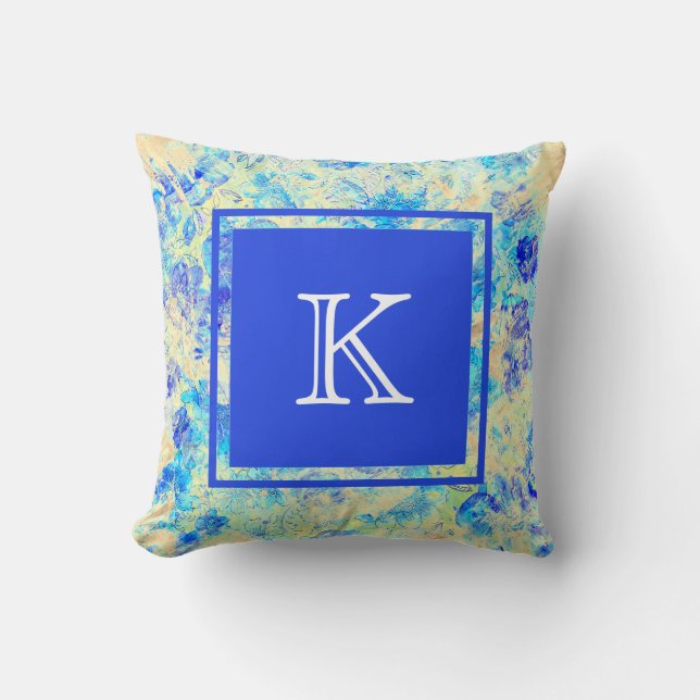 Kleding van schilder met bloesems en Initiaal Kussen (Voorkant)